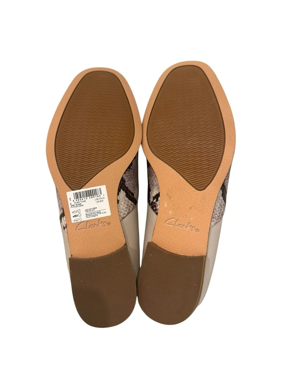 Clarks Pure Tone loafers in a grey snake combi print women’s size 6M